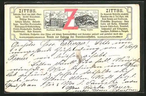 AK Zittau, Rathaus, Berg Oybin