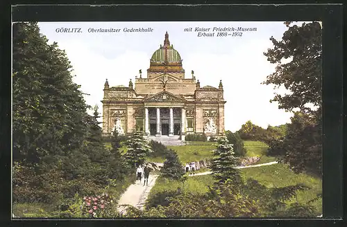 AK Görlitz, Oberlausitzer Gedenkhalle mit Kaiser Friedrich Museum