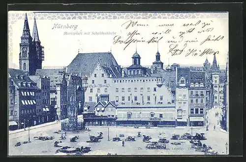 AK Nürnberg, Marktplatz mit Sebalduskirche