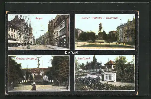 AK Erfurt, Anger, Kriegerdenkmal, Stadtpark