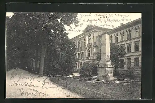 AK Zittau, Augustus-Allee mit Johanneum