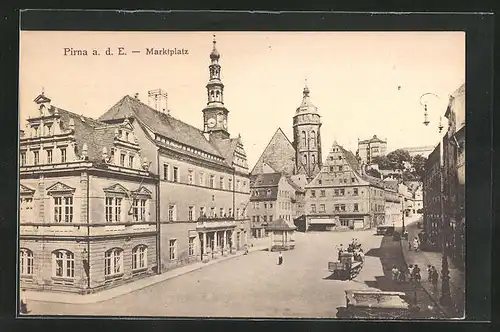 AK Pirna a. d. E., Marktplatz, Kirche
