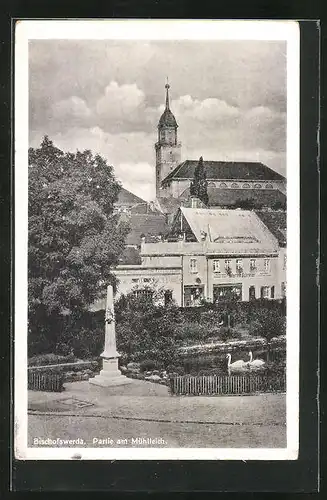 AK Bischofswerda, Kriegerdenkmal am Mühlteich
