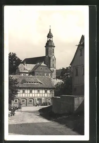 AK Waltersdorf a.d. Lausche, Blick zur Kirche
