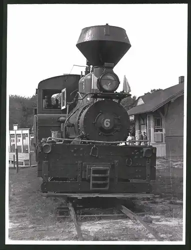 Fotografie unbekannter Fotograf, Ansicht Pine Creek, Tender-Lokomotive Dampflok Nr. 6, Railroad B & SR