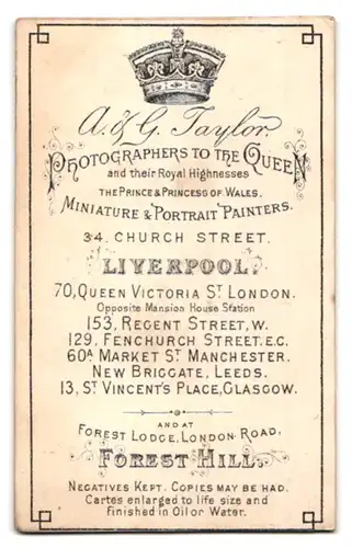 Fotografie A. & G. Taylor, Liverpool, 34 Church Street, Sympathischer Herr mit Schnauzbart