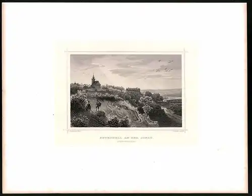 Stahlstich Petronell an der Donau, Stahlstich um 1870 aus Ruthner Kaiserthum Österreich, 32 x 25cm