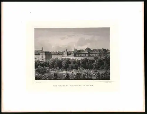 Stahlstich Kaiserl. Hofburg in Wien, Stahlstich um 1870 aus Ruthner Kaiserthum Österreich, 32 x 25cm