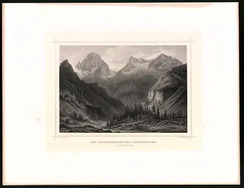 Stahlstich Prielgebirge bei Innerstoden, Stahlstich um 1870 aus Ruthner Kaiserthum Österreich, 32 x 25cm