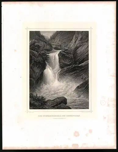 Stahlstich Strumbodingfall bei Innerstoden, Stahlstich um 1870 aus Ruthner Kaiserthum Österreich, 32 x 25cm