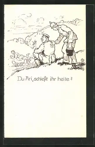 AK Du Ari schiesst ihr heite?, Soldat sitzt auf der Wiese, Soldatenhumor