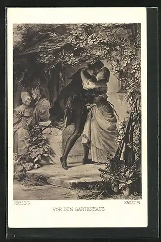 AK Szene aus Goethes Faust, Vor dem Gartenhaus