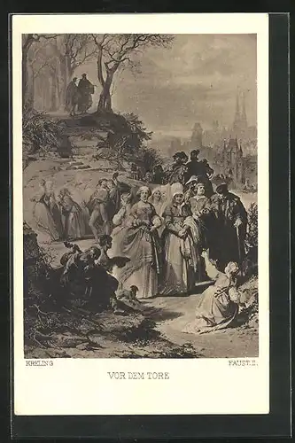 AK Szene aus Goethes Faust, Vor dem Tore