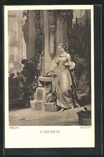 AK Szene aus Goethes Faust, In der Kirche