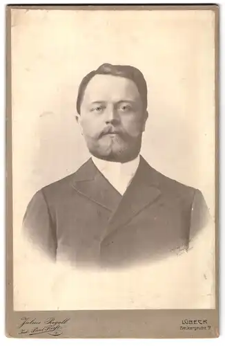 Fotografie Julius Rogall, Lübeck, Beckergrube 9, Portrait stattlicher Herr im Anzug mit Bart
