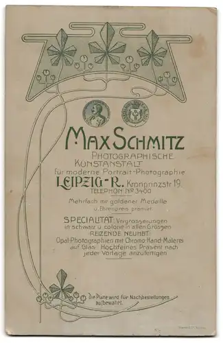 Fotografie Max Schmitz, Leipzig-R., Kronprinzstrasse 19, Portrait bürgerliches Paar in Hochzeitskleidung mit Blumen