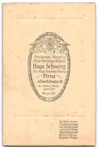 Fotografie Hugo Schwerg, Pirna, Albertstrasse 13, Mädchen zur Confirmation