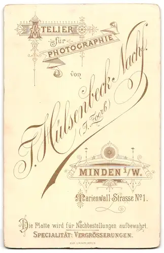 Fotografie J. Hülsenbeck, Minden, Marienwall-Strasse 1, Frau mit Hochsteckfrisur