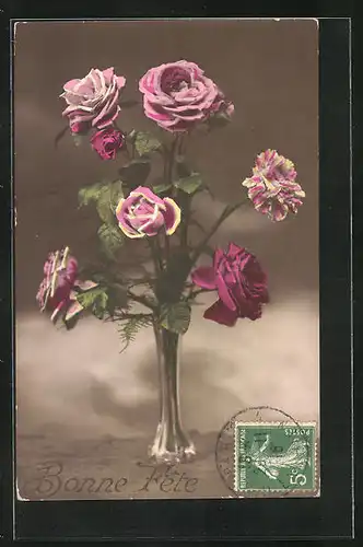 AK Blumen in einer Vase, Geburtstagsgruss
