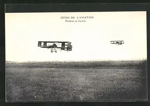 AK Fêtes De L`Aviation, Paulhan en Course, Doppeldeckerflugzeuge