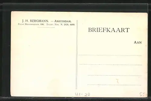 Künstler-AK Amsterdam, J.H. Bergmann, Kajütboot