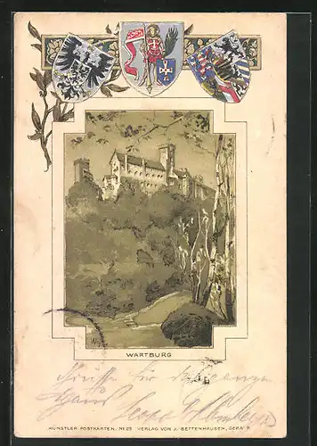 Passepartout-Lithographie Wartburg, Wappen