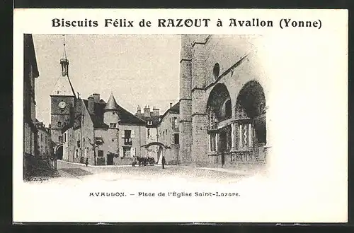 AK Avallon, Place de l`Eglise Saint-Lazare