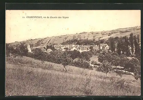 AK Charentenay, Panorama vu du Chemin des Vignes
