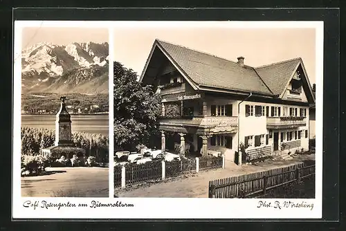 AK Assenhausen /Starnbergersee, Cafe Rosengarten am Bismarckturm