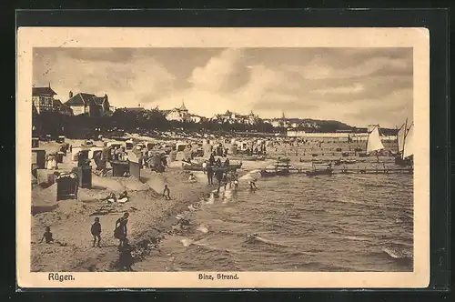 AK Binz /Rügen, Strand mit Besuchern