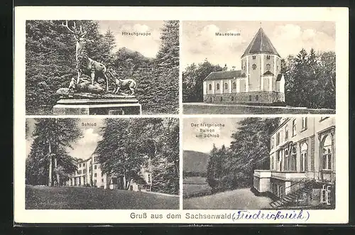 AK Friedrichsruh /Sachsenwald, Mausoleum, Schloss, Hirschgruppe