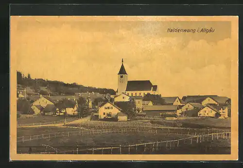 AK Haldenwang /Allgäu, Ortspartie mit Kirche