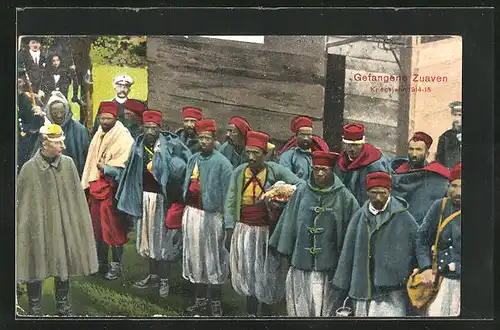 AK Gefangene Zuaven in Uniform, Kriegsjahr 1914-15