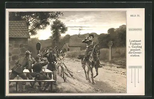 AK Leutnant Freiherr v. Gayling passiert die Grenzstation, Reichseinigungskriege