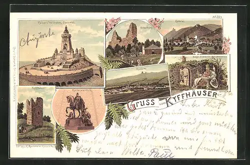 Lithographie Kaiser Wilhelm-Denkmal auf dem Kyffhäuser, Rotenburg