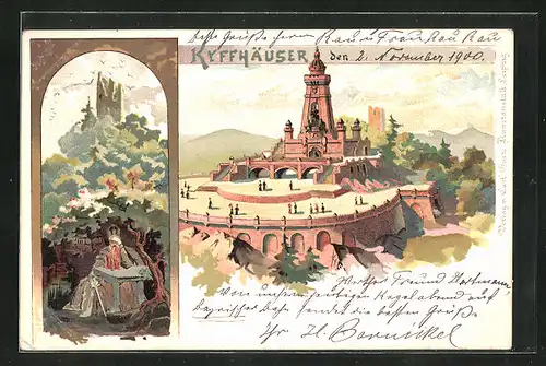 Lithographie Kaiser Wilhelm-Denkmal auf dem Kyffhäuser