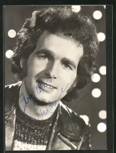 AK Musiker Michael Hansen in Lederjacke, mit Autograph