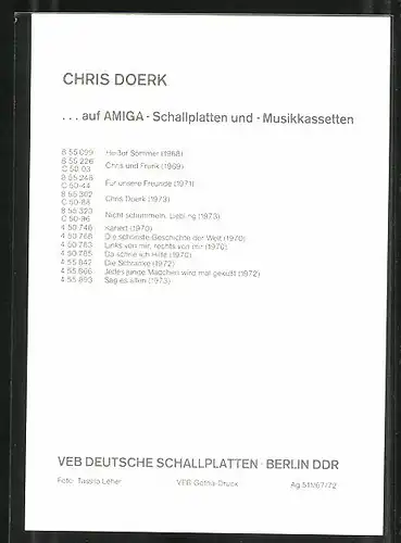 AK Musikerin Chris Doerk mit Schleife im Haar, Autograph