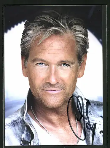 AK Musiker Olaf Berger in Jeansjacke, Autograph