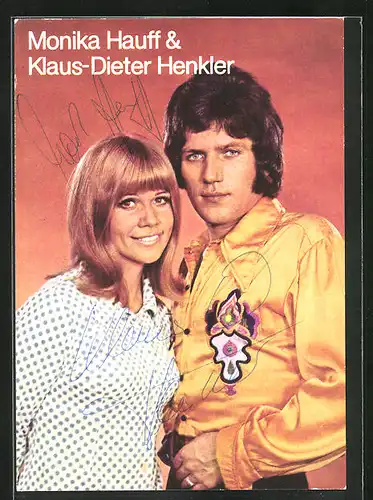 AK Musikerin Monika Hauff & Musiker Klaus-Dieter Henkler in Bühnenkleidung, Autographen