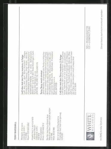 AK Musiker Tony Marshall in roter Krawatte und gelbem Jackett, Autograph