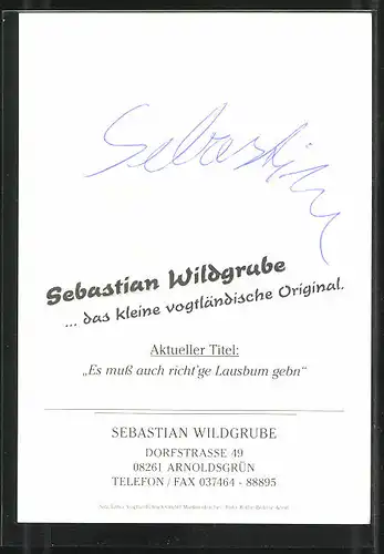 AK Musiker Sebastian Wildgrube mit Trompete auf einer Blumenwiese stehend, Autograph