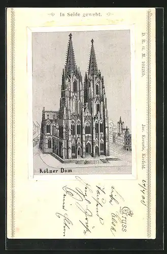 Seiden-AK Darstellung vom Kölner Dom