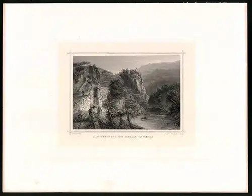 Stahlstich Zenoburg bei Meran in Tyrol, Stahlstich um 1870 aus Ruthner Kaiserthum Österreich, 32 x 25cm
