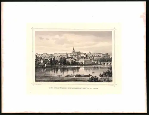 Stahlstich Hradschin und die Kleinseite in Prag, Stahlstich um 1870 aus Ruthner Kaiserthum Österreich, 32 x 25cm
