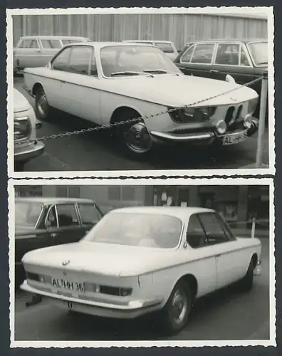 2 Fotografien Gruhle, Karl-Marx-Stadt, Ansicht Leipzig, Auto BMW Coupe