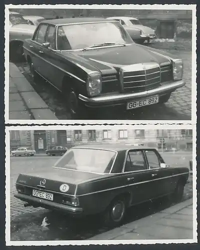 2 Fotografien Gruhle, Karl-Marx-Stadt, Ansicht Leipzig, Auto Mercedes Benz
