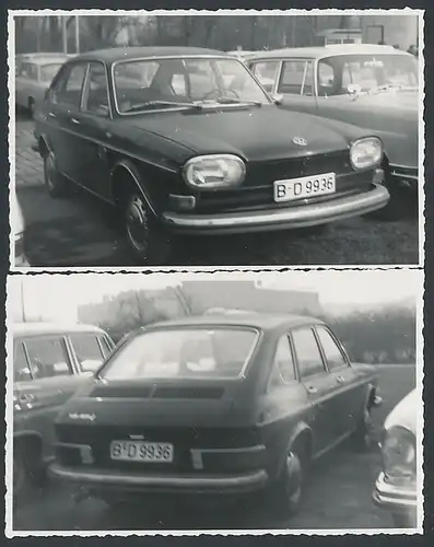 2 Fotografien Gruhle, Karl-Marx-Stadt, Ansicht Leipzig, Auto VW 411, Volkswagen mit Kennzeichen Berlin