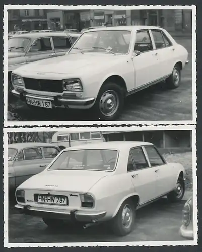 2 Fotografien Gruhle, Karl-Marx-Stadt, Ansicht Leipzig, Auto Peugeot 504