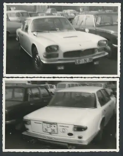 2 Fotografien Gruhle, Karl-Marx-Stadt, Ansicht Leipzig, Auto Maserati